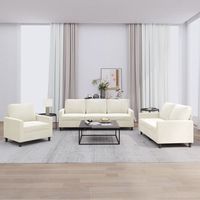 vidaxl juego de sofas con cojines 3 piezas terciopelo crema