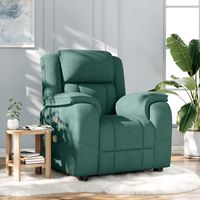 vidaxl sillon de masaje reclinable de tela verde oscuro