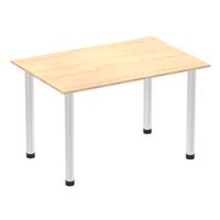 impulse 1200mm straight table maple top brushed aluminium post leg