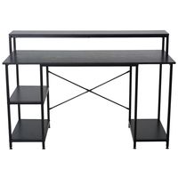 homcom mesa de oficina con estantes 140x60x93cm negro