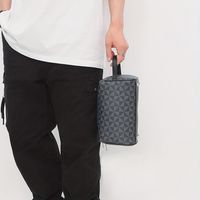 bolso de almacenamiento portatil casual para viajes de hombres bolso de cubo de cuero pu con cremallera bolso de mano regalo del dia del padre