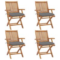 vidaxl sillas de jardin plegables 4 uds madera maciza teca con cojines