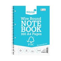 silvine envrionmentally friendly wirebound notebook a4 5 pack