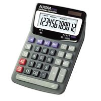 aurora greyblack 12-digit desk calculator solar with battery dt85v