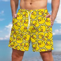 pantalones cortos de bano para hombre con estampado grafico de pato con bolsillos casuales con cordon para la playa vacaciones de verano natacion y surf