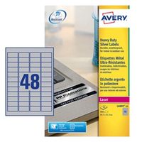 avery laser labels 48 per sheet silver 960 labels - l6009-20