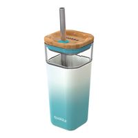 vaso cristal con funda de silicona liquid cube 540 ml teal gradient