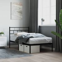 vidaxl estructura cama sin colchon con cabecero metal negro 100x190 cm