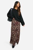 falda maxi de chifon con estampado de leopardo brown