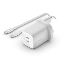 belkin boost charge pro cargador usb-c gan doble con pps 65 w  cable usb-c a usb-c