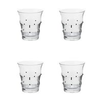 juego de 4 vasos de agua de vidrio soplado transparente y negro h10