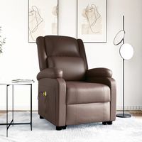 vidaxl sillon de masaje elevable cuero sintetico marron