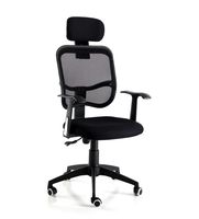 silla de oficina con reposacabezas en tela negra cm al110xl54xp57