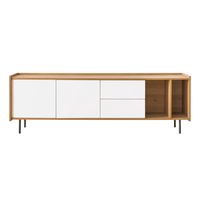 mueble tv efecto madera natural - blanco 41 cm x 184 cm