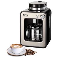 tm electron mini cafetera de goteo con molinillo 4 tazas 600w plata