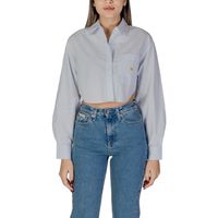 calvin klein jeans camisa woven label cropped j20j225078 para mujer