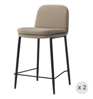 silla de bar boucle beige y metal negro x2