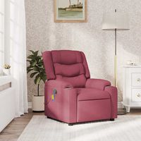 vidaxl sillon de masaje reclinable de tela color vino tinto