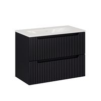 mueble lavabo encastrado 2 cajones estratificado negro