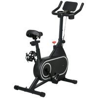 sportnow bicicleta estatica con ruedas asiento y manillar ajustables negro