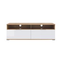 mueble tv 2 cajones 2 compartimientos estratificado blanco marron