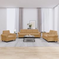 vidaxl juego de sofas con cojines 3 piezas terciopelo marron