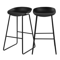 silla de bar de plastico negro 80 cm juego de 2