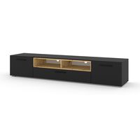 mueble tv 3 puertas 198 cm estratificado negro marron