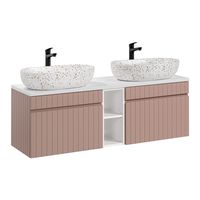 mueble lavabo 140 cm 2 nichos estratificado rosado