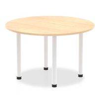 impulse 1200mm round table maple top white post leg