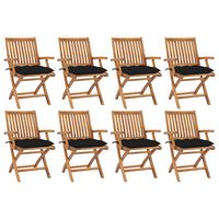 vidaxl sillas de jardin plegables 8 uds madera maciza teca con cojines