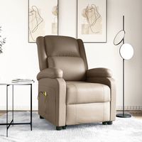 vidaxl sillon de masaje elevable cuero sintetico color capuchino