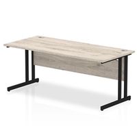 impulse 1800 x 800mm straight desk grey oak top black cantilever leg