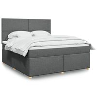 vidaxl cama box spring con colchon tela gris oscuro 180x200 cm