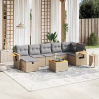 vidaxl juego de sofas jardin con cojines beige mezcla 8 pzas ratan pe