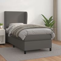 vidaxl cama box spring con colchon cuero sintetico gris 100x200 cm