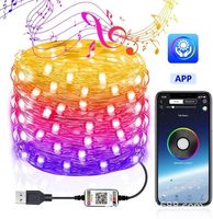 usb bluetooth light string telefono movil aplicacion cable de cobre luz decoracion navidena cadena ligera