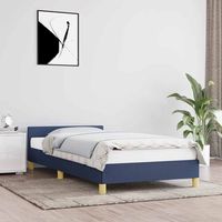 vidaxl estructura de cama con cabecero sin colchon tela azul 90x200 cm