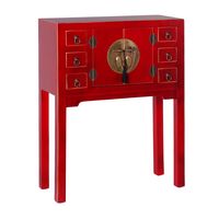 consola con 6 cajones y 2 puertas oriental roja de madera