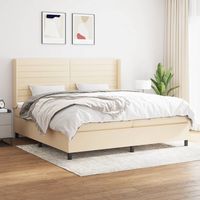 vidaxl cama box spring con colchon tela color crema 200x200 cm