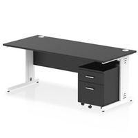 impulse 1800x800 desk blackwhite cable managed 2 drawer mobile ped