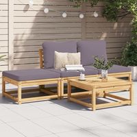 vidaxl set de muebles de jardin 4 pzs y cojines madera maciza acacia