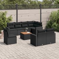 vidaxl set de sofas de jardin 8 piezas y cojines ratan sintetico negro