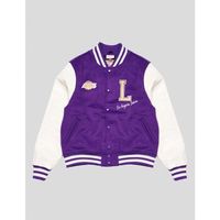 mitchell and ness chaquetas chaqueta nba varsity - la lakers purpura para hombre