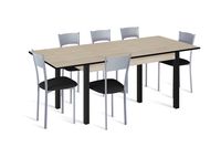 conjunto de mesa extens phyna 120-180x80 robleneg  6 sillas asiento bco