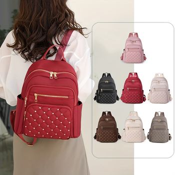 Bolso De Mochila Acolchado De Moda, Mochila Universitaria Preppy, Mochila Casual De Viaje Para Mujeres