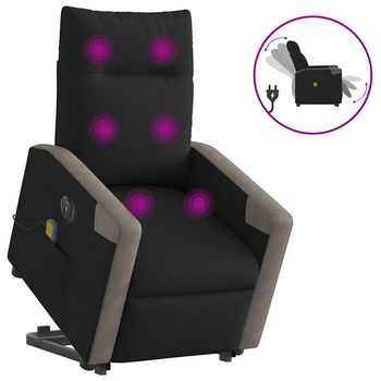 vidaXL Sillón de masaje eléctrico reclinable elevable tela negro