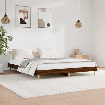 vidaXL Estructura de cama sin colchón madera marrón roble 120x200 cm