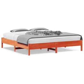 vidaXL Cama sin colchón madera maciza de pino marrón cera 180x200 cm