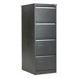 Bisley 4 Drawer Contract Steel Filing Cabinet - Black - AOC4BLK